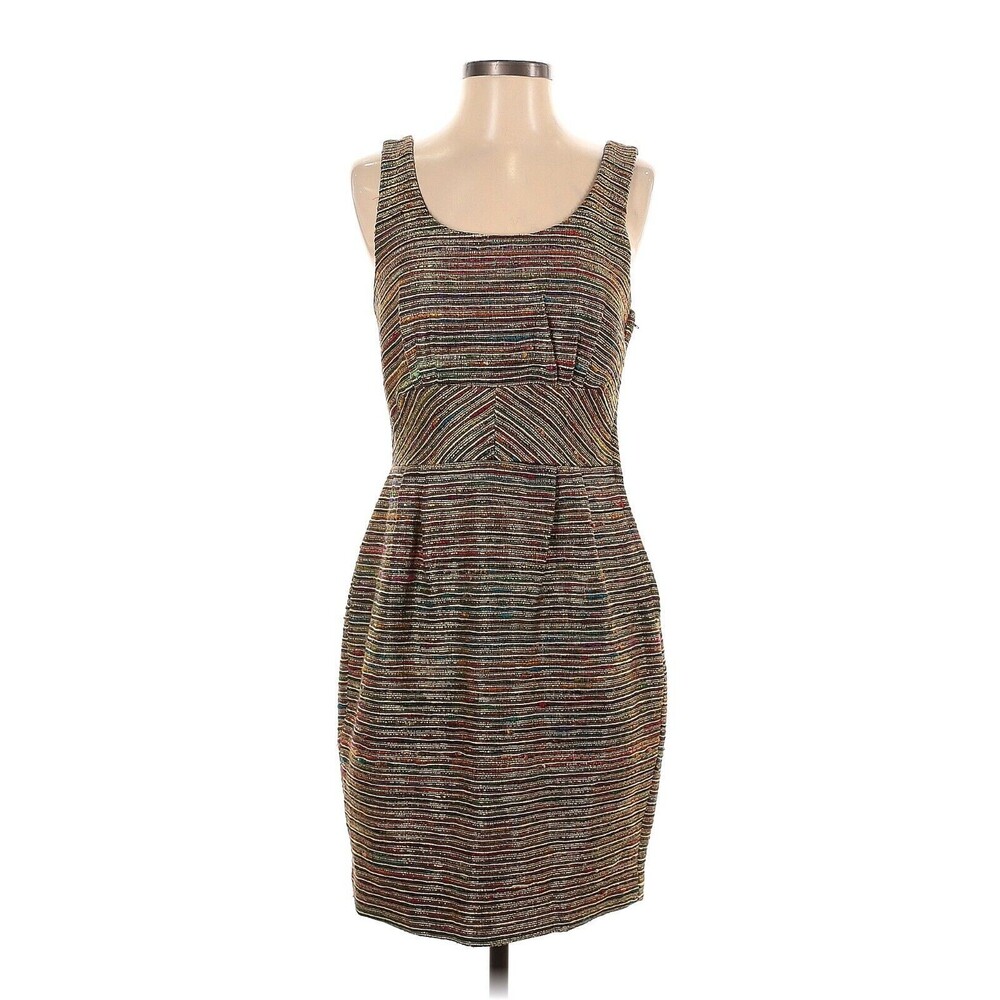 Loeffler Randall Dress 8 Metallic Tweed Silk Ladder Back